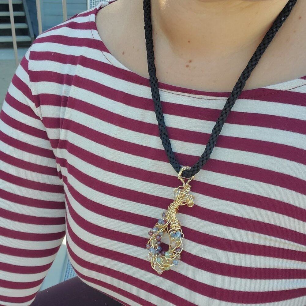 Gold Color Wire Wrapped Confetti Beads w/ Rope